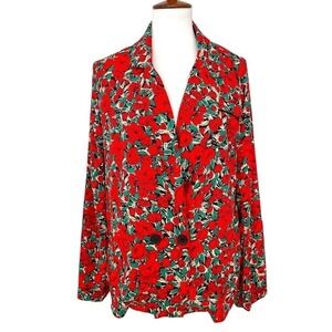 MOLLY Bracken Red Poppy Double Breasted Notch Lapel Blazer Women's Size Medium